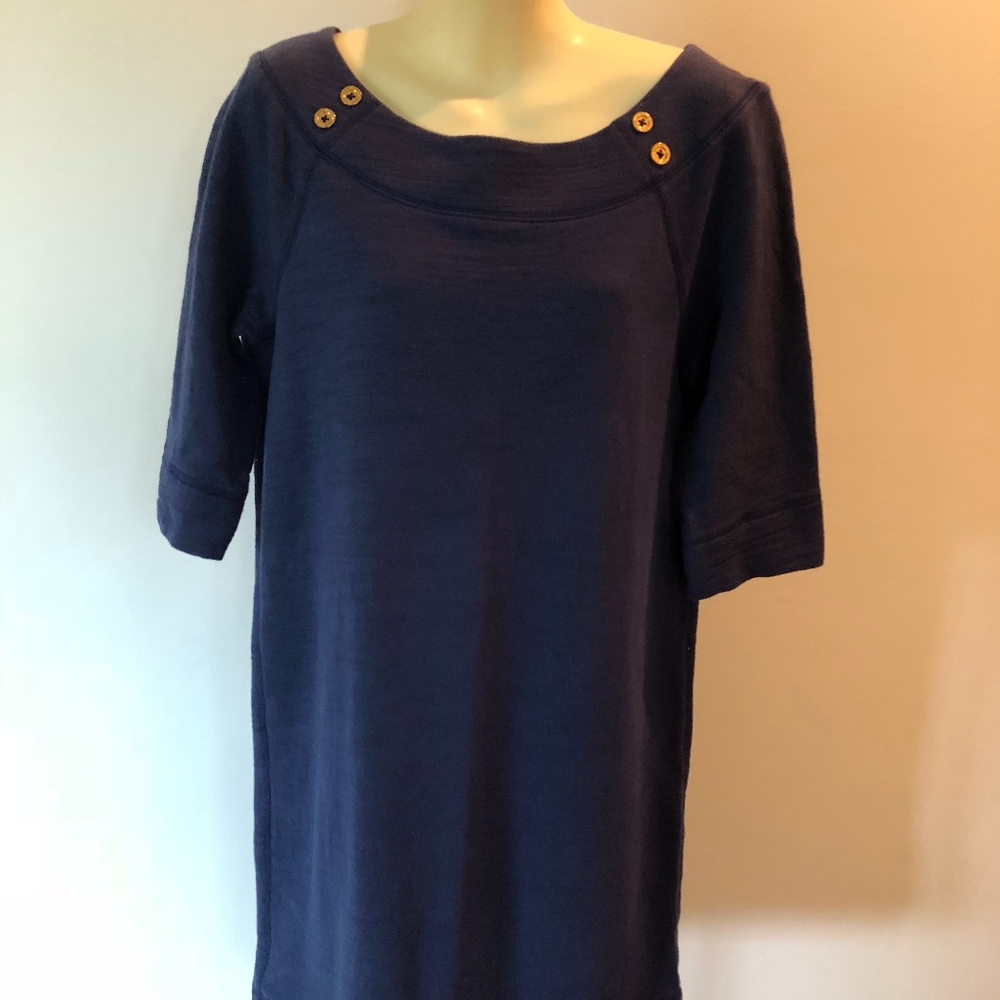 LILLY PULITZER NAVY BOAT NECK SHIFT DRESS